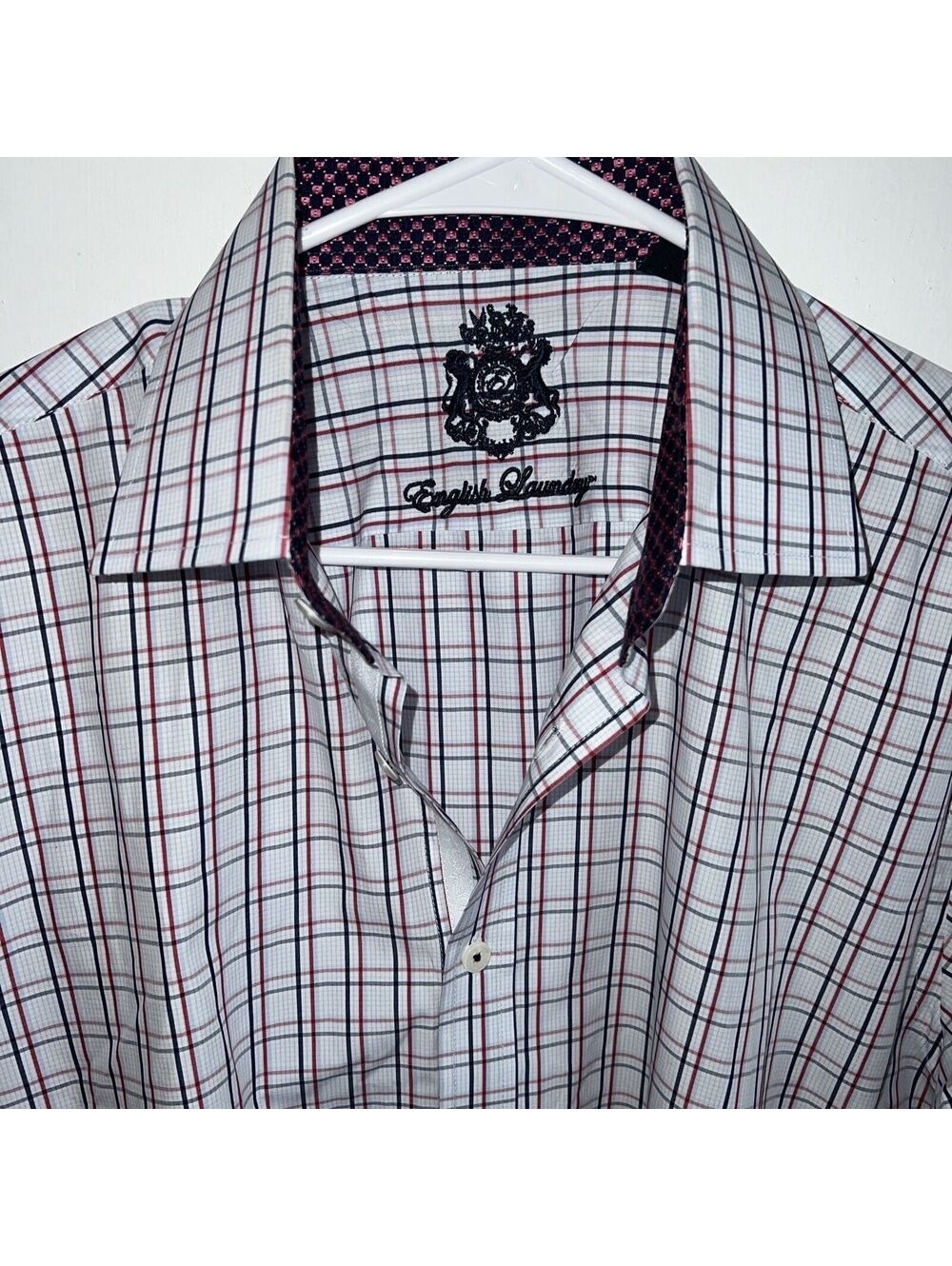 English Laundry Men's 16 32/33 Flip Cuff Shirt Button plaid - Picture 4 of 9